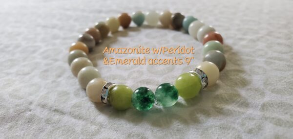 Amazonite w/ Peridot and emerald accents 9 inches