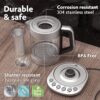 Vianté Electric Kettle With Infuser For Loose Leaf. Hot Tea Maker With Temperature Control And Automatic Shut Off. Tea Kettle With Brewing Programs. 1.5 Liters Capacity - Image 6