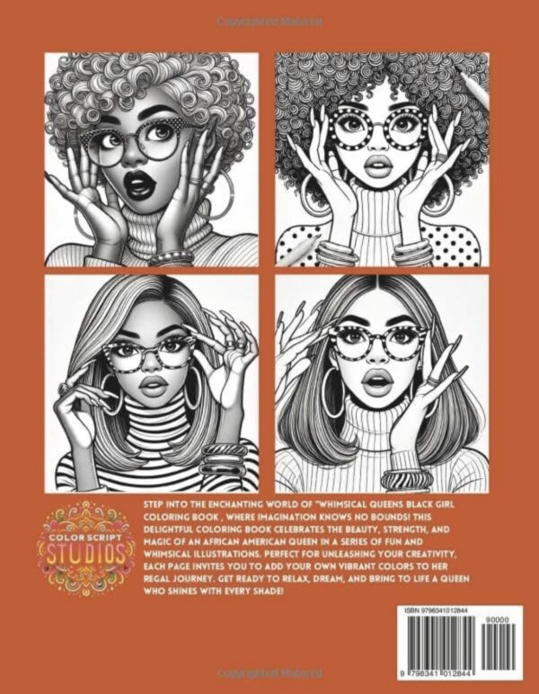 Color Script Studios Whimsical Queens Black Girl Coloring Book