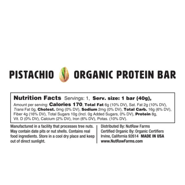 NutRaw Pistachio Bar - 12 Pack (1.4 Oz each)