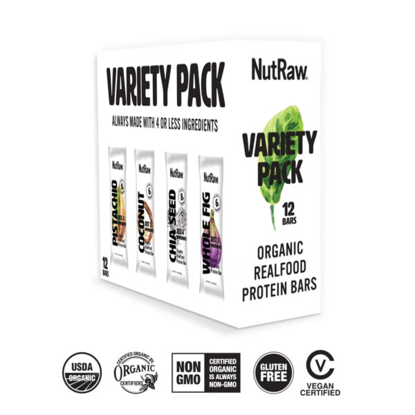 NutBar Variety Bars Pack - Pistachio + Whole Fig+ Coconut + Chia Seed - 1.4oz (12 Pack)