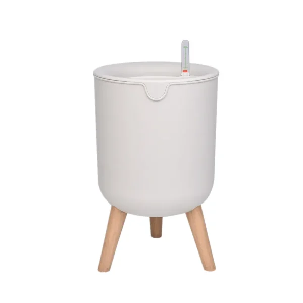 Indoor Decoration Balcony Pots Automatic Watering Bonsai Self Watering Plant Flower Pot With Wood Leg Stand